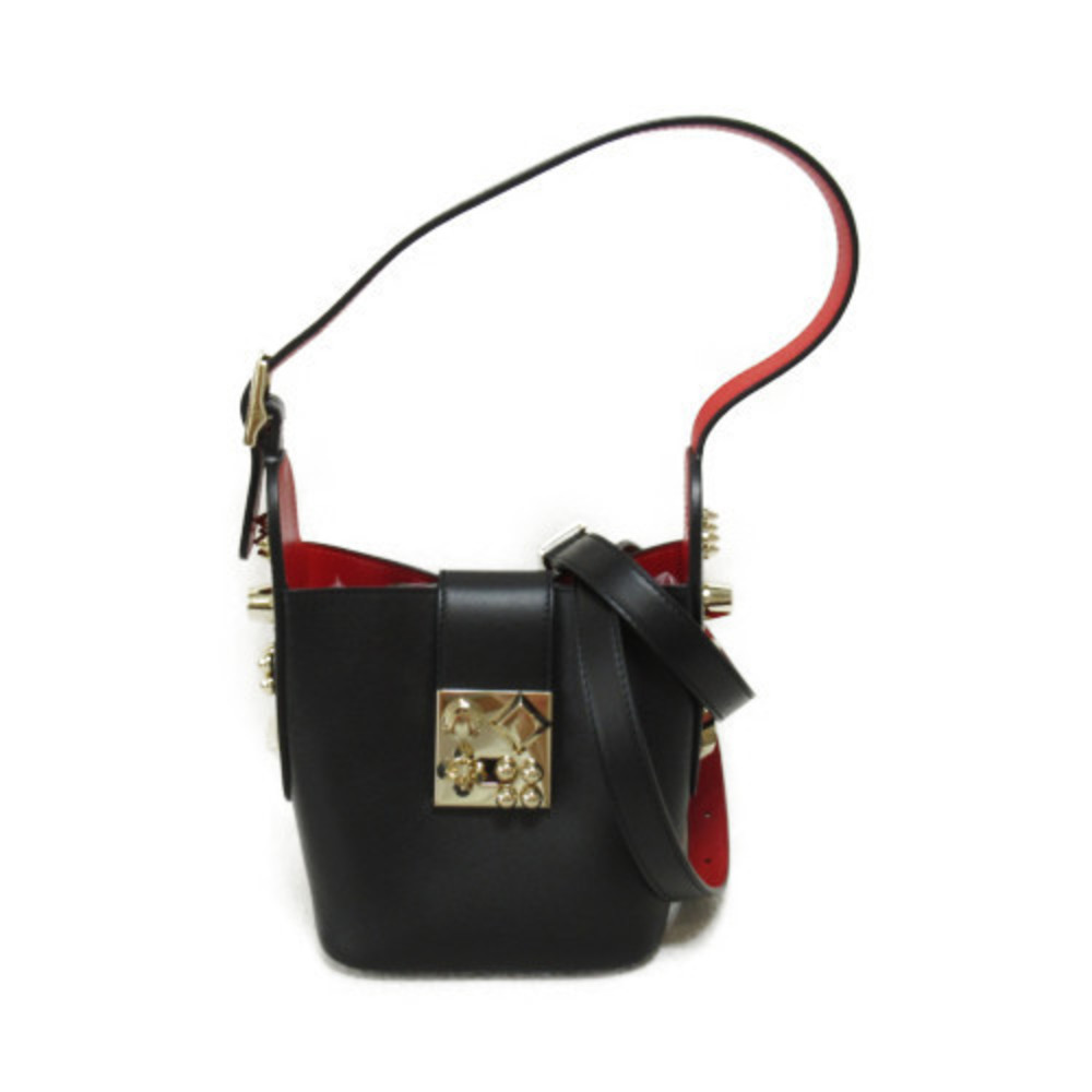 Christian Louboutin Karaski Shoulder Bag Leather Black Red
